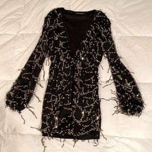 Black Dress Gold Sequins